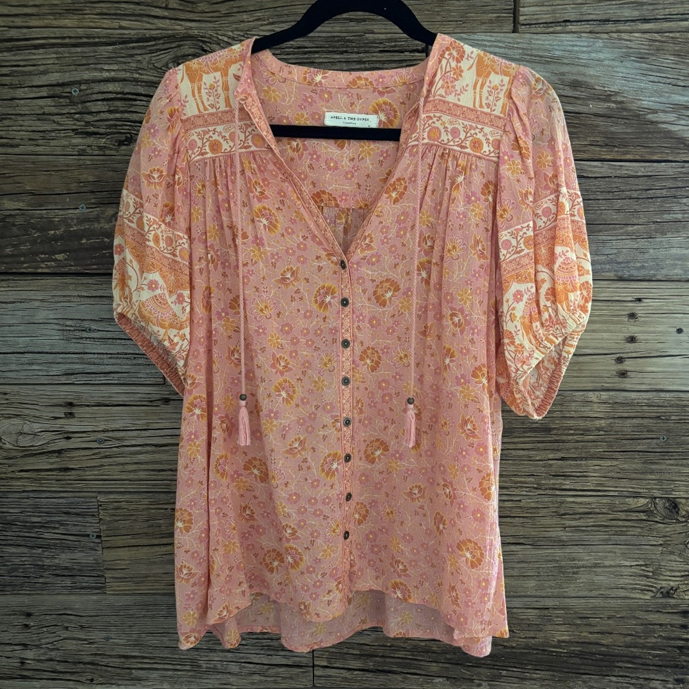Spell Sundown Camel Floral Blouse